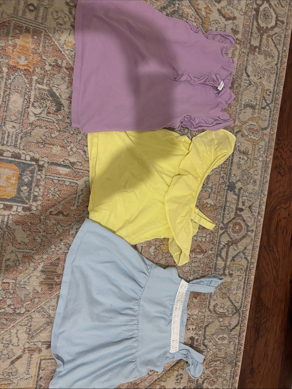 Janie and Jack Lavender, Yellow & Light Blue Girls' Ruffle Tops
